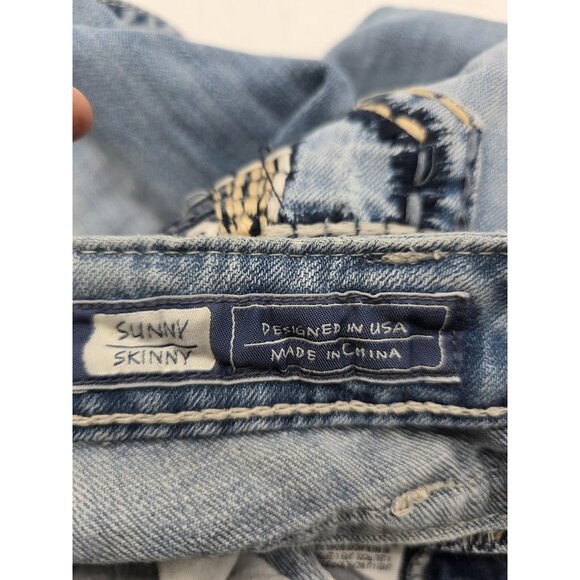 Miss Me Jeans Womens 27 Medium Blue Sunny Skinny Distressed Ripped Denim Pants - Picture 9 of 11